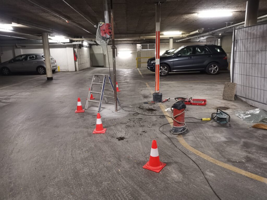 Sondages effectués dans un parking souterrain à Sion